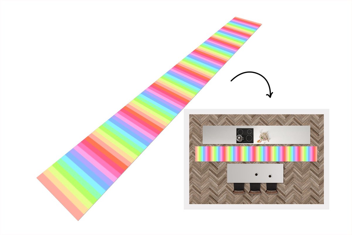 KitchenYeah Keukenloper - Keukenmat - Regenboog - Patronen - Pastel - Keuken vloerkleed multicolor, foto 3