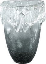 PTMD Yula Vaas - 20 x 20 x 28 cm - Glas - Grijs - Bombey Icicle - Grijs