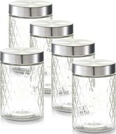 5x Verres de conservation / bocaux en verre 1200 ml vérifié 11 x 17 cm - Zeller - Ustensiles de cuisine - Bocaux de conservation / bocaux de conservation - Stockage / stockage des Consservation alimentaire