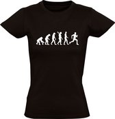 Hardlopen Evolutie Dames t-shirt | sport | darwin | rennen | joggen | sprinten |  atletiek | shirt | Zwart