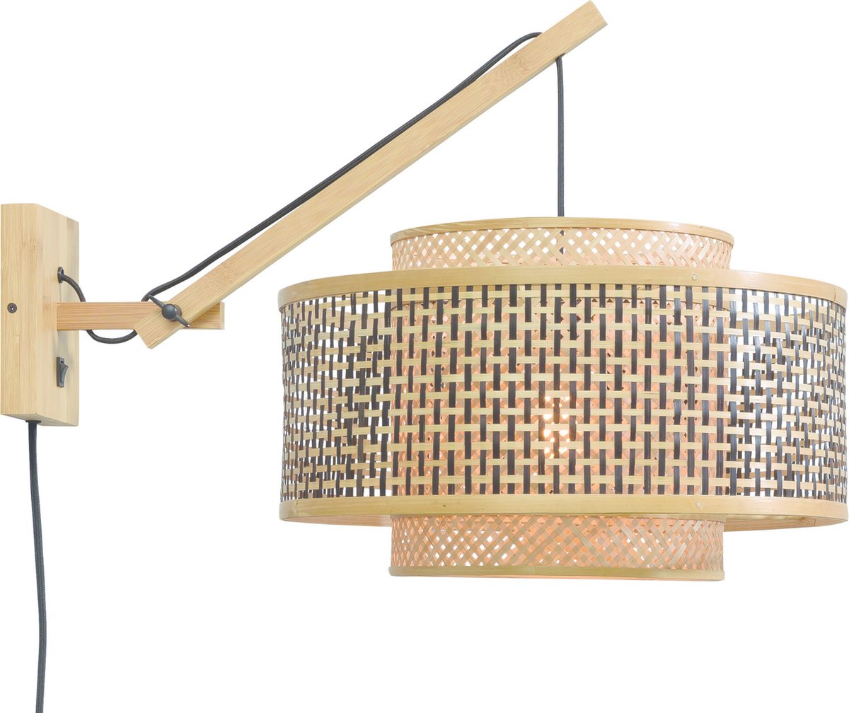 GOOD&MOJO Wandlamp Bhutan - Bamboe/Zwart - 57x50x50cm - Binnen Scandinavisch,Bohemian