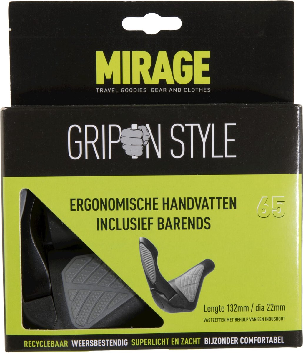 Mirage handvattenset grips in style 134mm met barend zwart/grijs