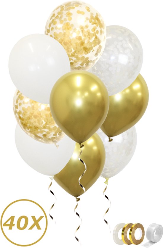 Gouden Ballonnen Confetti Verjaardag Versiering Abraham Witte Helium Ballonnen Huwelijk Versiering Sarah – 40 Stuks