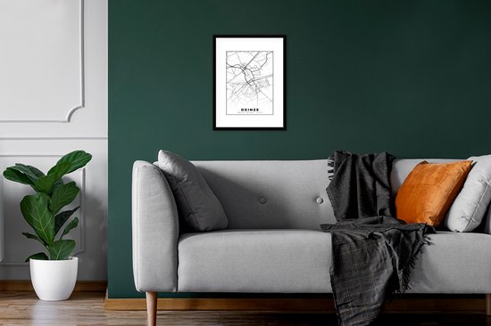 Cadre photo avec affiche Zwart Wit- Plan de la ville - Zwart Wit - Carte - Deinze - België - Carte - 30x40 cm - Cadre pour affiche