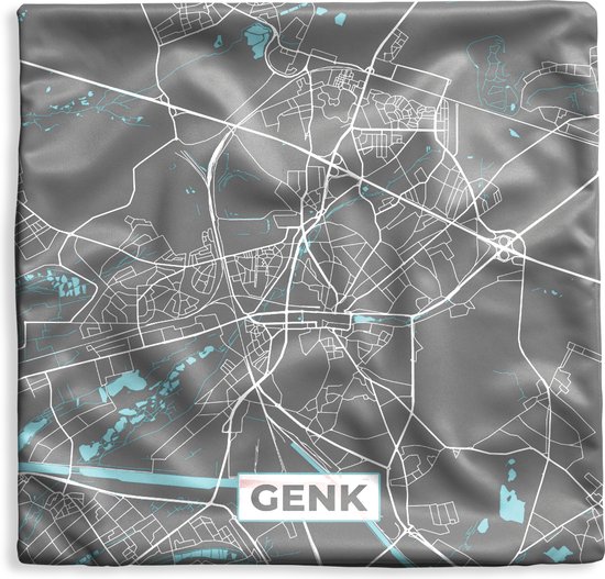 Kussenhoes 45x45 cm - België – Genk – Stadskaart – Kaart – Blauw ...