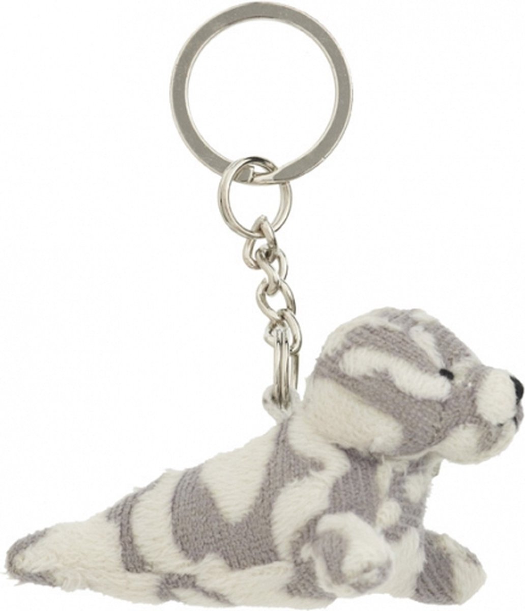 Pluche gevlekte zeehond knuffel sleutelhanger 8,5 cm - Speelgoed dieren sleutelhangers