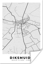 Poster België – Diksmuide – Stadskaart – Kaart – Zwart Wit – Plattegrond - 120x180 cm XXL
