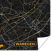 Poster Waregem - Stadskaart - Kaart - Plattegrond - Goud - 75x75 cm