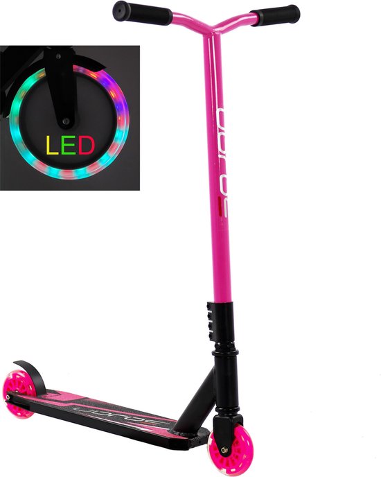 LED Stuntstep - Sajan - Aluminium -  ABEC 7 - Roze - Autoped - Scooter