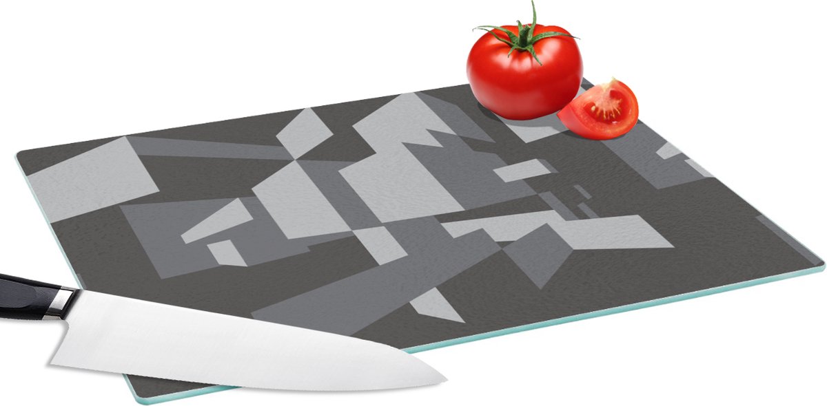Glazen Snijplank - 39x28 - 3D - Patronen - Zwart Wit - Snijplanken Glas