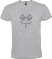 Grijs T shirt met print van " Vendetta " print Zilver size S