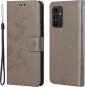 Bloemen Book Case - Samsung Galaxy A13 4G Hoesje - Grijs