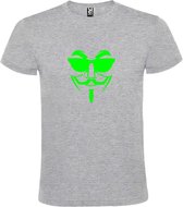 Grijs T shirt met print van " Vendetta " print Neon Groen size XXXXL