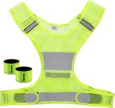 kwmobile hoge visibiliteit vesten set - Vest met 2 reflector armbanden - Voor hardlopen, joggen, fietsen en werk - Mesh materiaal voor heren en dames