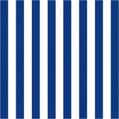20x Serviettes de table rayées bleu marine / blanc 3 plis - Serviettes de fête / décoration