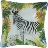 schaal zebra 15 x 15 x 5 cm glas groen