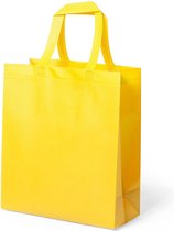Draagtas/schoudertas/boodschappentas in de kleur geel 35 x 40 x 15 cm