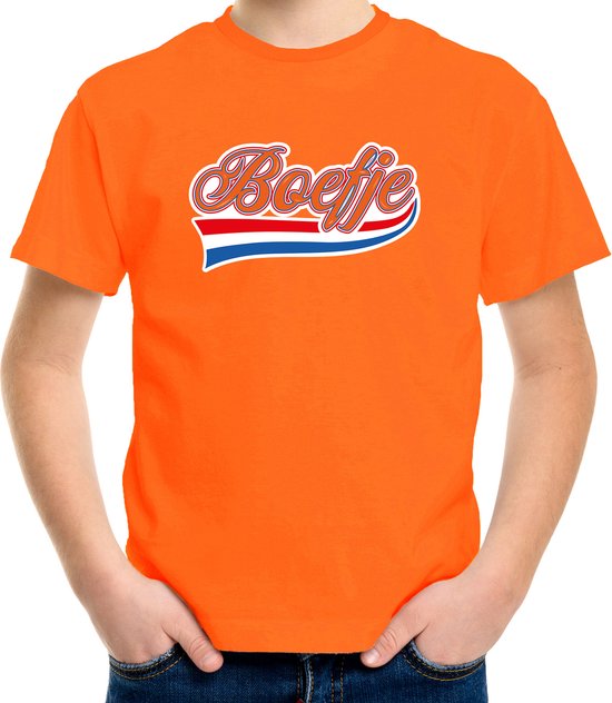 Boefje sierlijke wimpel t=shirt - oranje - kinderen - koningsdag / EK/WK outfit / kleding 146/152
