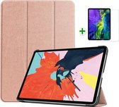 Case2go - Tablet Hoes & Screenprotector voor Apple iPad Air 2022 - 10.9 inch - Tri-Fold Book Case - Met Auto Sleep/Wake functie - Rosé Goud