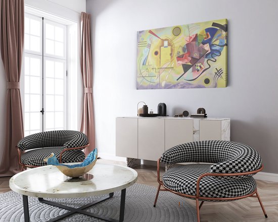 Artaza Toile Peinture Jaune, Rouge, Blauw - Wassily Kandinsky - 120x80 - Groot - Art - Impression sur toile