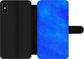 Bookcase Geschikt voor iPhone XS Max telefoonhoesje - Blauw - Abstract - Design - Met vakjes - Wallet case met magneetsluiting