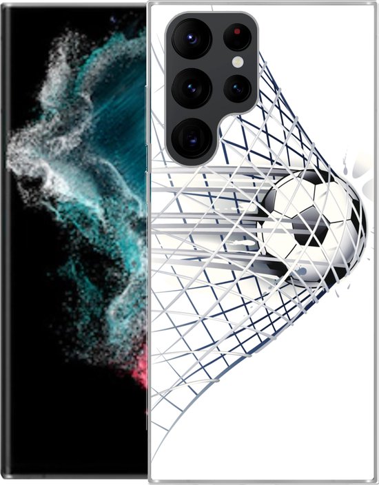 Coque Samsung Galaxy S22 Ultra - un ballon de football entrant dans le but - Coque en Siliconen pour téléphone -