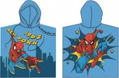 Strandlaken Spiderman New York 60 x 120 - Licht Blauw - Badponcho - Badcape - Kinderdoek - Omslagdoek kinderen - Handdoek - Beach cape