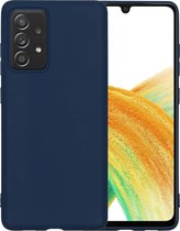 Samsung Galaxy A33 Hoesje Siliconen Case Cover - Samsung A33 Hoesje Cover Hoes Siliconen - Donker Blauw