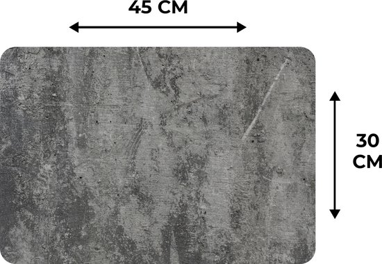Placemat - Placemats kunststof - Beton - Plant - Autobanden - 45x30 cm - 6 stuks - Hittebestendig - Anti-Slip - Onderlegger - Afneembaar
