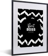 Affiche avec cadre Boss - Best boss - Citations - Zwart - Wit - 30x40 cm