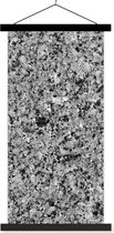 Posterhanger incl. Poster 40x80 cm - Schoolplaat - Graniet - Zwart - Grijs - Steen - Textielposter - Zwarte latten