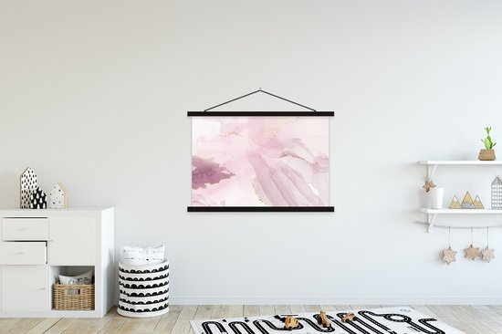 Porte-affiche avec affiche - Affiche scolaire - Marbre - Violet - Or - 150x100 cm - Lattes noires