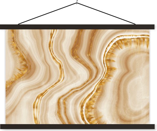 Porte-affiche avec affiche - Affiche scolaire - Marbre - Or - Motif - 150x100 cm - Lattes noires