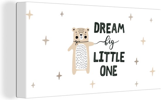 Canvas Schilderij Quotes - Baby - Spreuken - Dream big little one - Kids - Kinderen - Jongens - Meiden - 40x20 cm - Wanddecoratie