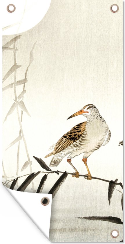 Tuinposter Vogel - Dieren - Tak - Japans - Vintage - 30x60 cm - Tuindoek - Buitenposter