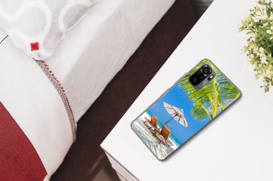 Coque Xiaomi Redmi Note 10 - Palmier - Chaise de plage - Parasol - Coque de téléphone en Siliconen