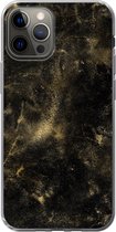 Geschikt voor iPhone 12 Pro hoesje - Goud - Glitter - Zwart - Siliconen Telefoonhoesje