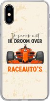 Geschikt voor iPhone X hoesje - Ik snurk niet, ik droom over raceauto's - Spreuken - Quotes - Formule 1 - Racen - Siliconen Telefoonhoesje