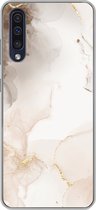 Geschikt voor Samsung Galaxy A50 hoesje - Marmer print - Bruin - Lijn - Siliconen Telefoonhoesje
