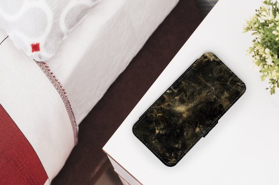 Étui pour téléphone Bookcase iPhone 13 Mini - Goud - Glitter - Zwart - Avec poches - Étui portefeuille avec fermeture magnétique