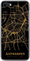 Geschikt voor iPhone 7 hoesje - Antwerpen - Kaart - Gold - Siliconen Telefoonhoesje