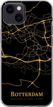 Geschikt voor iPhone 13 mini hoesje - Rotterdam - Kaart - Gold - Siliconen Telefoonhoesje