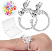 Allecto Plus - Gehaakte ringen set van 2 - Verstelbaar - Breiaccessoires met haaksteekkaartjes - Garenhouder - Gebreide lus - Vingerhoedaccessoires - Locking Tool - Breien en haken