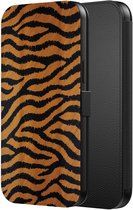 Étui de téléphone Smartphonica adapté à iPhone 15 Pro Max Housse de Bookcase en similicuir avec languette magnétique et porte-cartes avec imprimé tigre adapté à iPhone 15 Pro Max