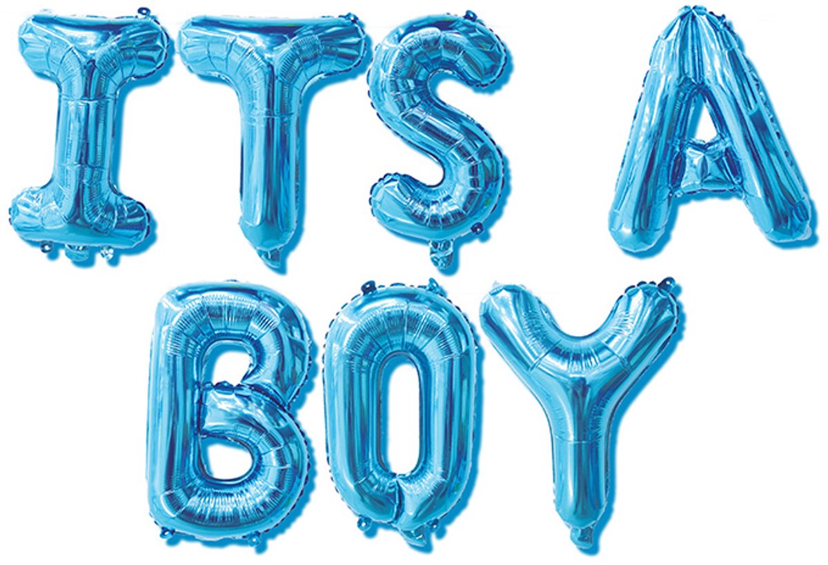 Folieballonnen Slinger | Its a boy | blauw | 5 meter lang | 35 cm hoog | Babyshower