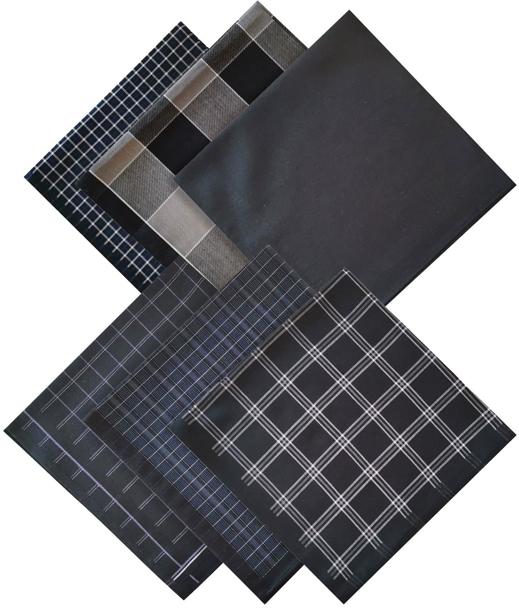 Ibenzoa® Stijlvolle katoenen zakdoeken voor heren met ruitpatroon, set van 6, veelzijdig en elegant