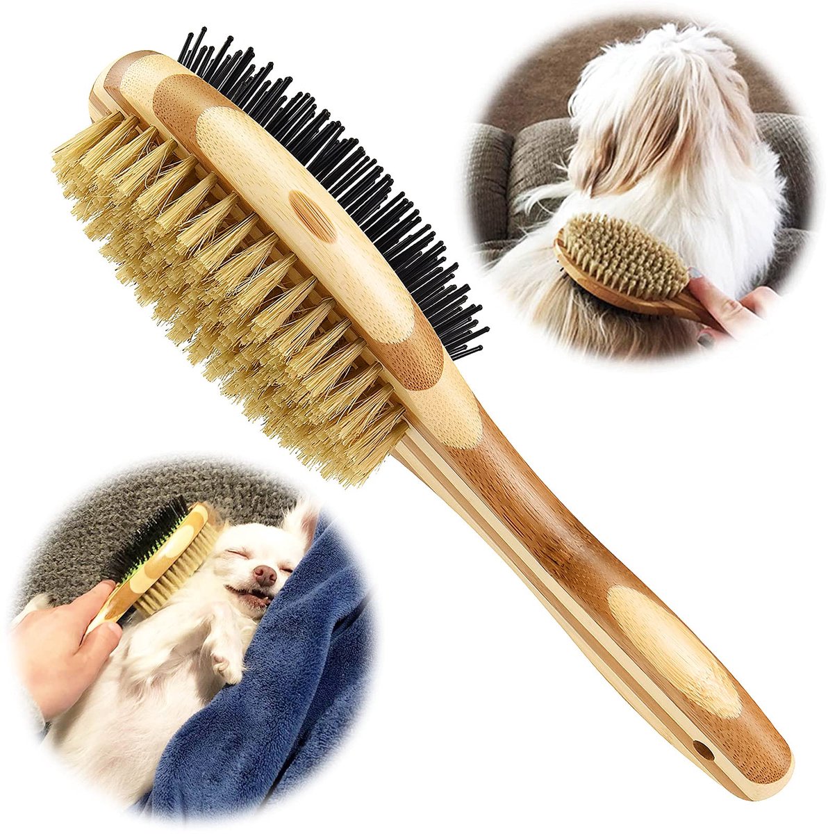 Ibenzoa® Dubbelzijdige huisdierborstel voor effectieve vachtverzorging bij honden en katten