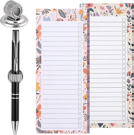 4 Magnetische Notitieblokken – 50 Vellen Per Stuk – Bloemendesign – Voor Koelkast, Boodschappenlijstjes En To-do’s