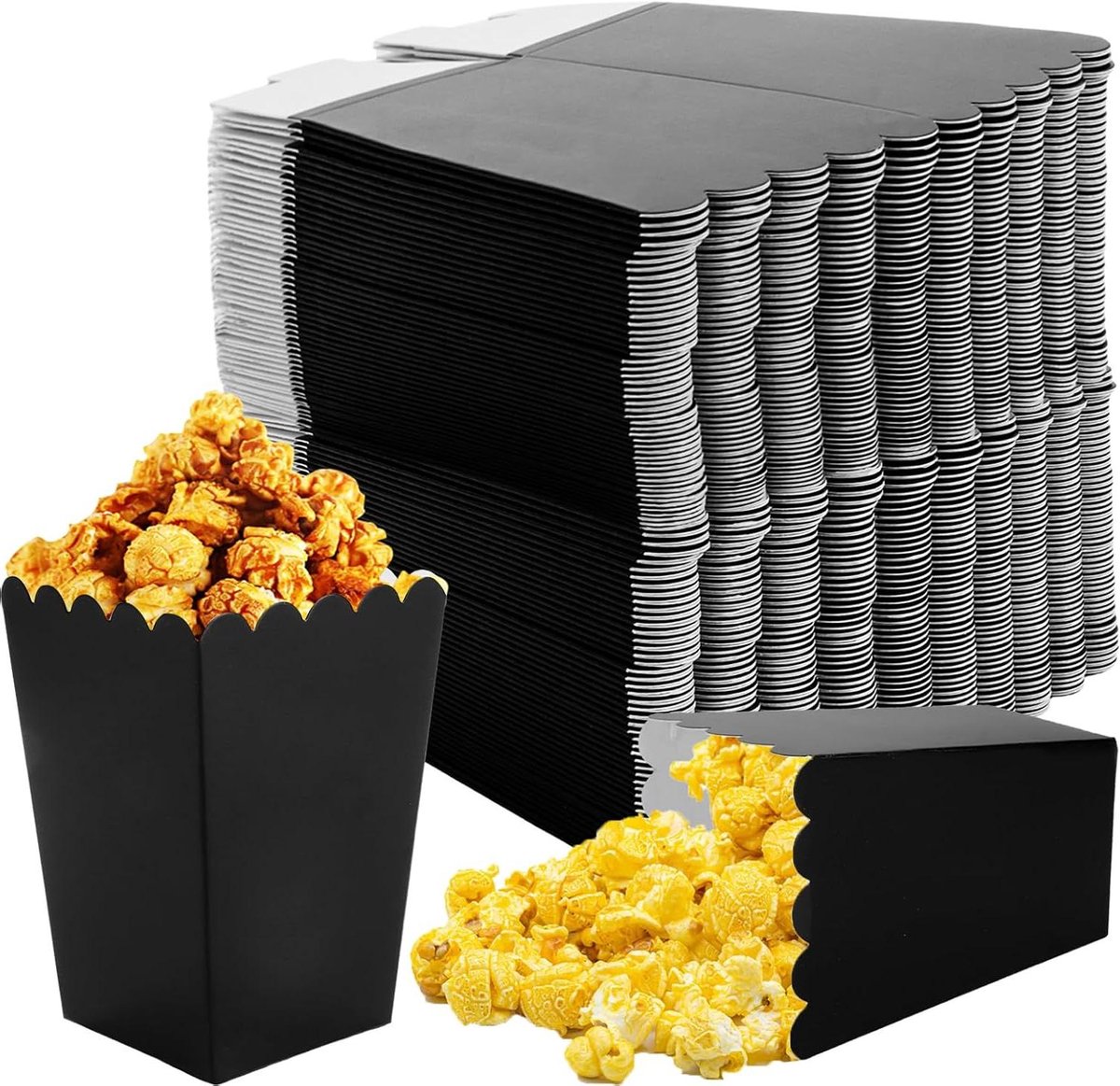 Allecto Plus - Popcornzakjes herbruikbaar zwart 100 stuks voor snacks en feestjes