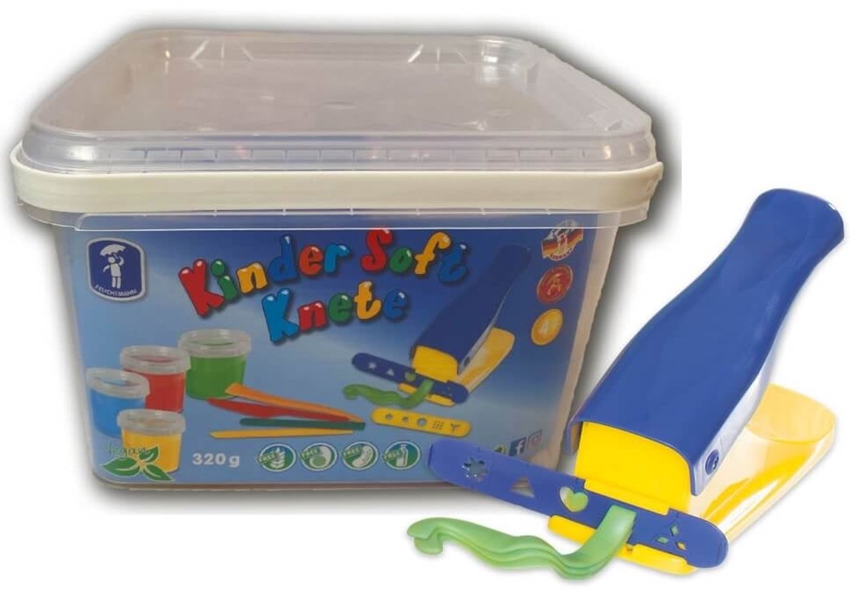 Feuchtmann 628 0544 - Kinder-Soft-Knete - 4 x 80 gram - kleipers met gereedschap